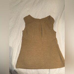 Lafayette 148 New York Tan Ribbed Knit Top